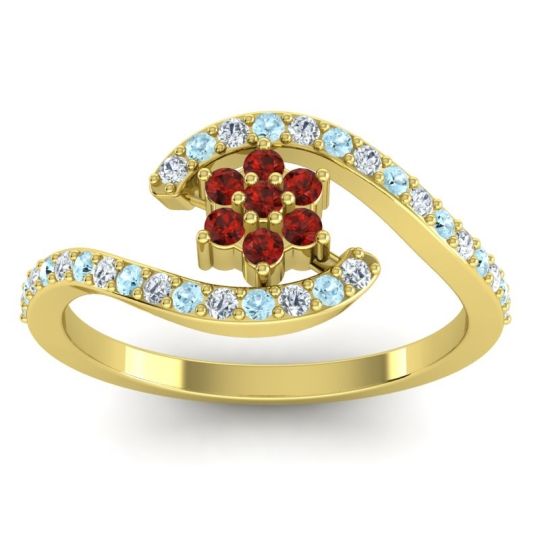 Simple Floral Pave Bypass Plava Ring