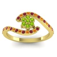 Peridot Fashion Ring In 18k Yellow Gold With Ruby And Citrine – Plava Simple Ring