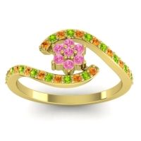 Pink Tourmaline Fashion Ring In 18k Yellow Gold With Citrine And Peridot – Plava Simple Ring