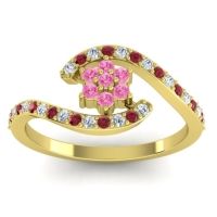 Pink Tourmaline Fashion Ring In 14k Yellow Gold With Diamond And Ruby – Plava Simple Ring