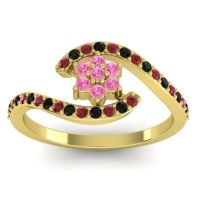 Pink Tourmaline Fashion Ring In 18k Yellow Gold With Ruby And Black Onyx – Plava Simple Ring