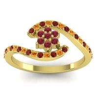 Ruby Fashion Ring In 18k Yellow Gold With Garnet And Citrine – Plava Simple Ring