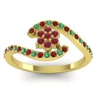 Ruby Fashion Ring In 14k Yellow Gold With Garnet And Emerald – Plava Simple Ring