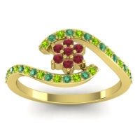 Ruby Fashion Ring In 14k Yellow Gold With Peridot And Emerald – Plava Simple Ring