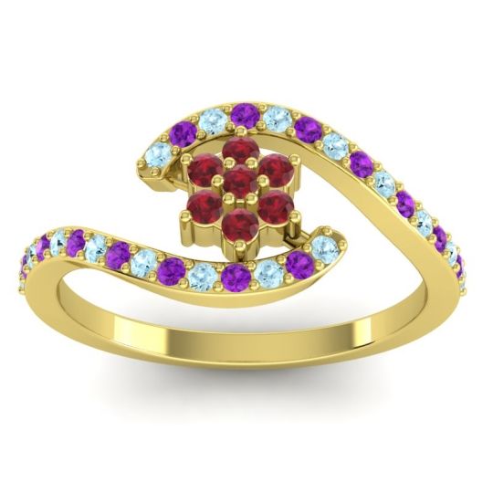 Simple Floral Pave Bypass Plava Ring