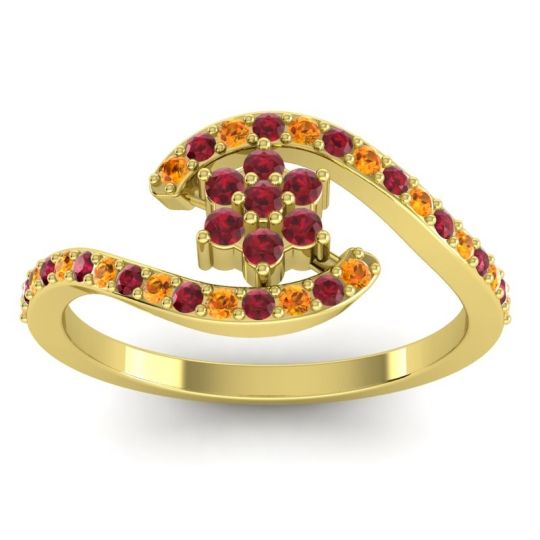 Simple Floral Pave Bypass Plava Ring