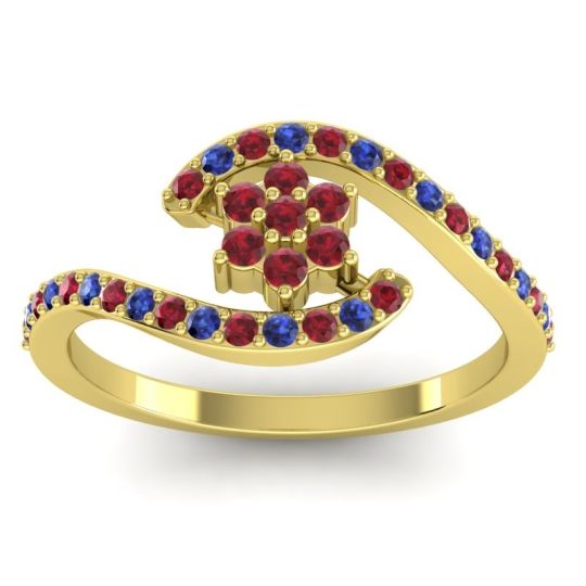 Simple Floral Pave Bypass Plava Ring