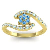 Simple Floral Pave Bypass Plava Ring