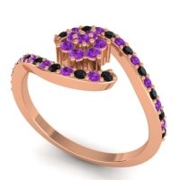 Simple Floral Pave Bypass Plava Ring