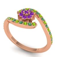 Simple Floral Pave Bypass Plava Ring