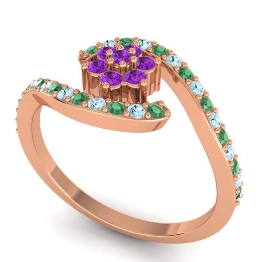 Simple Floral Pave Bypass Plava Ring