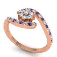 Simple Floral Pave Bypass Plava Ring