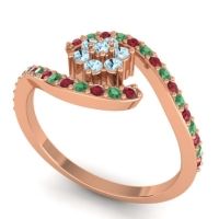 Simple Floral Pave Bypass Plava Ring