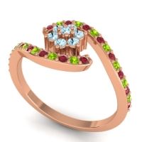 Simple Floral Pave Bypass Plava Ring