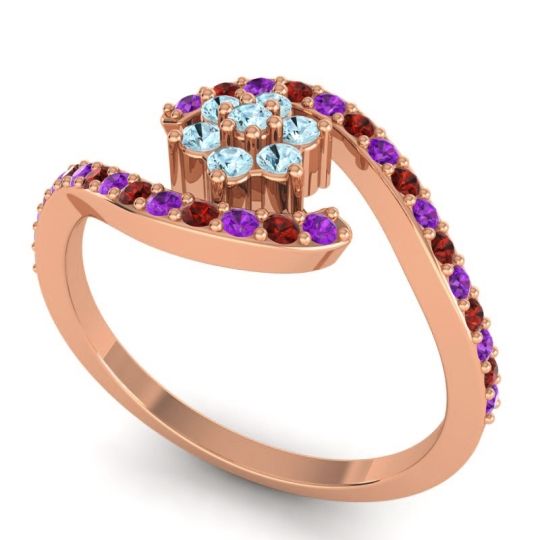 Simple Floral Pave Bypass Plava Ring