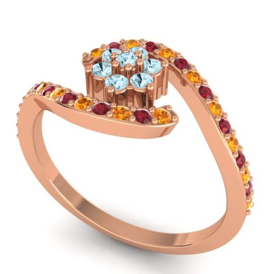 Simple Floral Pave Bypass Plava Ring