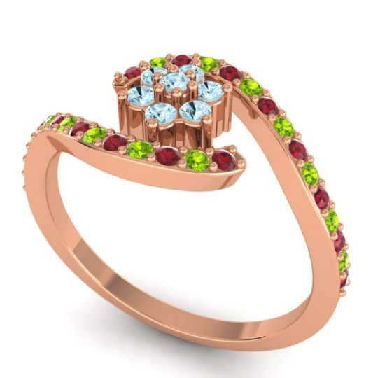 Simple Floral Pave Bypass Plava Ring