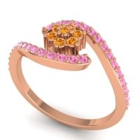 Simple Floral Pave Bypass Plava Ring