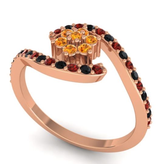 Simple Floral Pave Bypass Plava Ring
