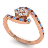 Simple Floral Pave Bypass Plava Ring