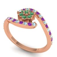 Simple Floral Pave Bypass Plava Ring