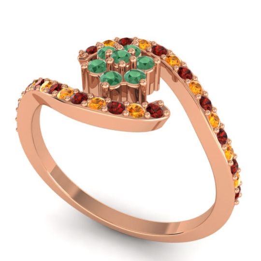 Simple Floral Pave Bypass Plava Ring