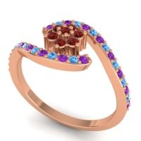 Simple Floral Pave Bypass Plava Ring