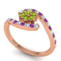 Simple Floral Pave Bypass Plava Ring