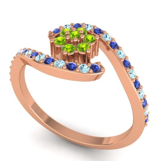 Simple Floral Pave Bypass Plava Ring