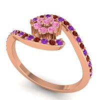 Simple Floral Pave Bypass Plava Ring