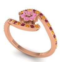 Simple Floral Pave Bypass Plava Ring