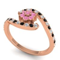 Simple Floral Pave Bypass Plava Ring