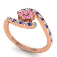 Simple Floral Pave Bypass Plava Ring