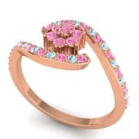 Simple Floral Pave Bypass Plava Ring