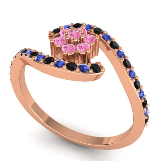 Simple Floral Pave Bypass Plava Ring