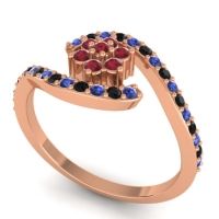 Simple Floral Pave Bypass Plava Ring