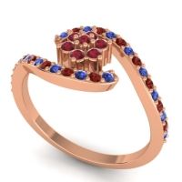 Simple Floral Pave Bypass Plava Ring