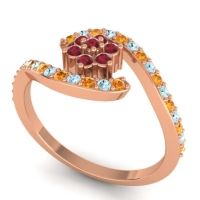 Simple Floral Pave Bypass Plava Ring