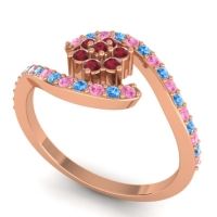 Simple Floral Pave Bypass Plava Ring