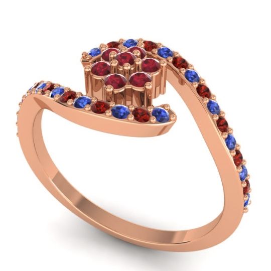 Simple Floral Pave Bypass Plava Ring