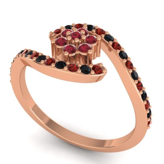 Simple Floral Pave Bypass Plava Ring
