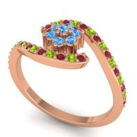 Simple Floral Pave Bypass Plava Ring
