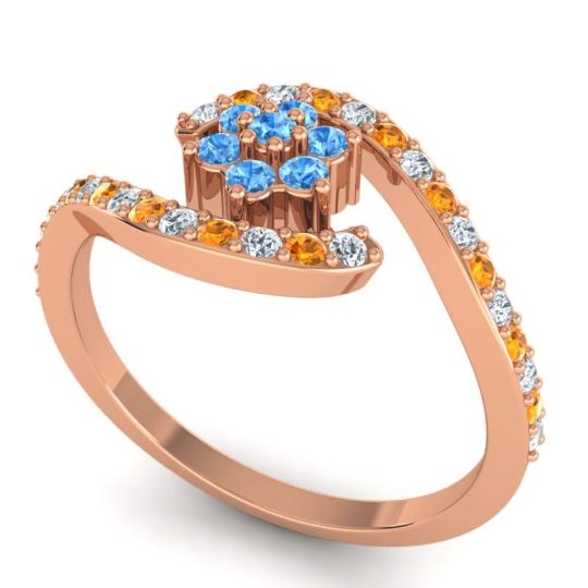 Simple Floral Pave Bypass Plava Ring