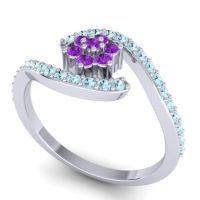 Simple Floral Pave Bypass Plava Ring