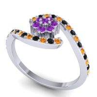 Simple Floral Pave Bypass Plava Ring