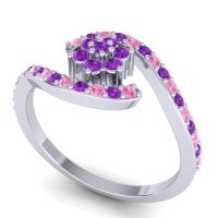 Simple Floral Pave Bypass Plava Ring