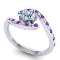 Simple Floral Pave Bypass Plava Ring