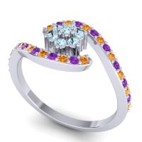 Simple Floral Pave Bypass Plava Ring