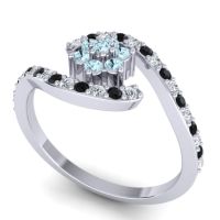 Simple Floral Pave Bypass Plava Ring