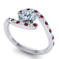 Simple Floral Pave Bypass Plava Ring